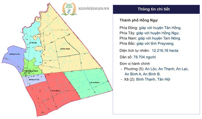 Bản đồ hành chính Thành phố Hồng Ngự