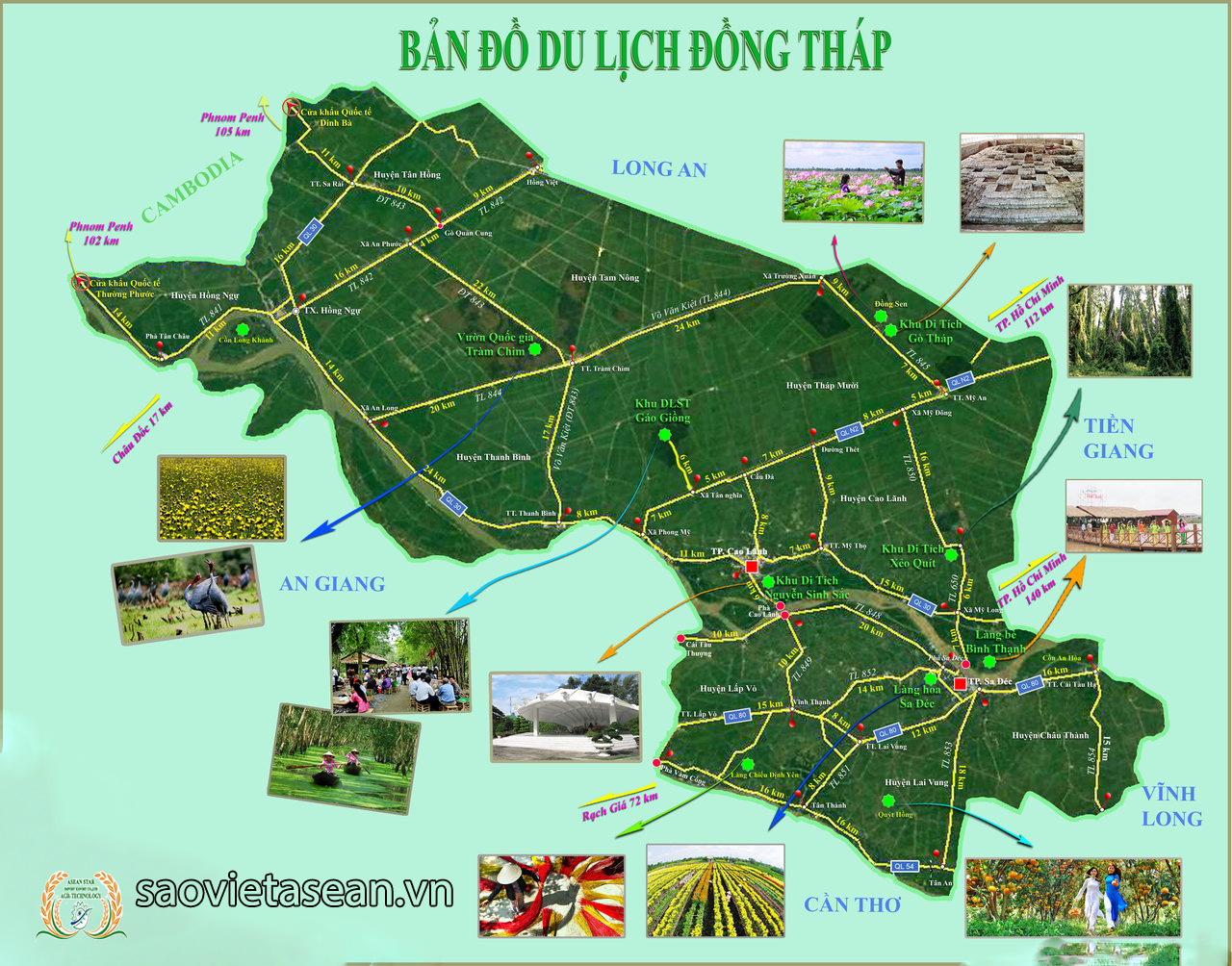 Bản đồ du lịch Đồng Tháp 